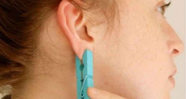 She Presses Her Ear With Clothespin Everyday… See Why